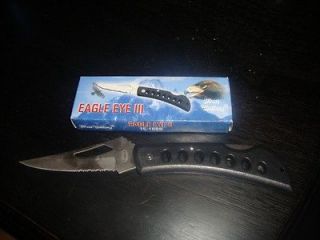 THE EAGLE EYE II  III BLACK HANDLE WORK KNIFE/ THE BLADE IS SHAPE