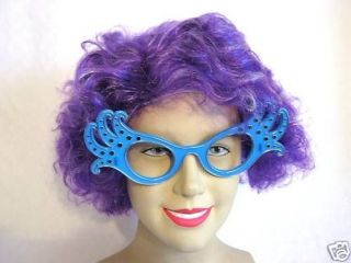 Dame Edna Purple Wig & Blue Glasses Fancy Dress Kit