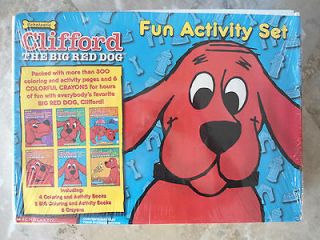 NEW Clifford The Big Red Dog Fun Activity Set; 6 Crayons & 6 Coloring