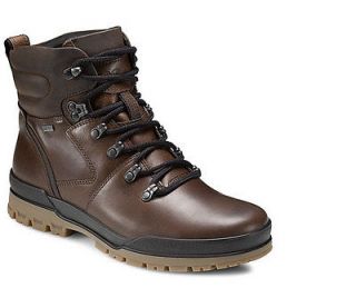 ECCO Mens TRACK 6 GTX Bison Brown Leather Lace Up Plain Toe Boots