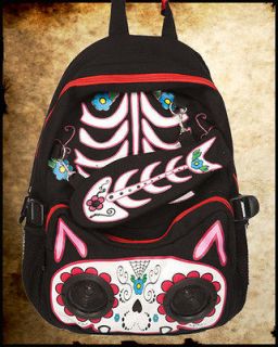 MP3 Boom Box Speaker Backpack Bag Cat Fish Punk Rock Emo Japanese I
