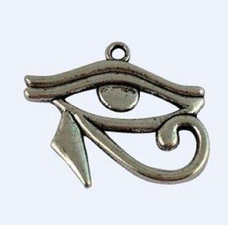 Two Osiris Eye Charms Egyptian Jewelry Tibetan Silver 32 x 25 mm USA