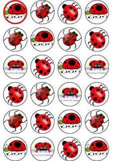 24 edible rice paper cake toppers lady bug