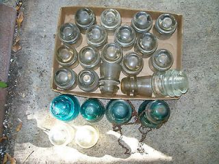 Antique Glass Electrical Phone Pole Insulators Lot. of 24