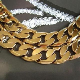 23.6 ITALY Heavy Mens 24k gold filled necklace 12MM Curb chain HUGE