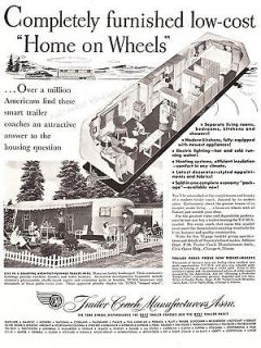 1949 TCMA Mobile Home Trailer Coach Ad  Home on Wheels HUGE Pix