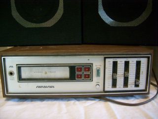 Stereo 8 Track Tape Player and Gran Prix Electronics Speakers Vintage