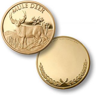 Challenge Coin   MULE DEER   1 7/8 Engravable Merlin Gold ®   52106