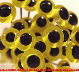 12 Pair 4mm YELLOW GLASS EYES on wire