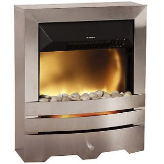 STEEL FREE STANDING ELECTRIC FIRE PLACE STOVE HEATER + PEBBLE NEW