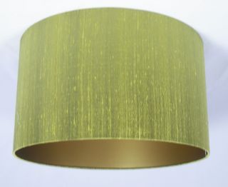 14 Lampshade Lime Green Silk with a Gold Lining