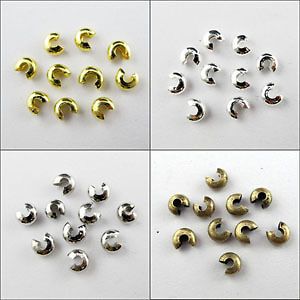 200Pcs Crimp Beads Covers 5mm Gold,Silver,Br onze etc.Wholesale R341