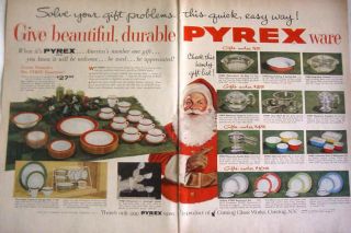 1954 PYREX WARE & DINNERWARE Royal Burgundy, Regency Green   SANTA