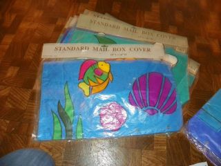 New Never Used Standard Nylon Applique Tie On Mailbox   Fish Ocean