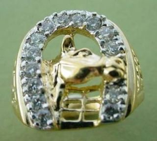 New 14KT Gold Overlay Horseshoe CZ Ring   Size 11
