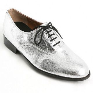 Mens glitter Silver Oxford synthetic leather Lace Up Dress Shoes made