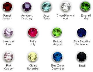 Sterling Silver & Cubic Zirconia Birthstone Studs 3mm High Quality