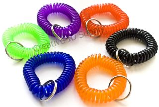 LOT 12 PCS SPIRAL WRIST COIL KEY CHAIN KEY RING HOLDER NEW   6 COLOR