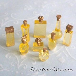 Set of 9 Gorgeous Realistic Miniature Perfume Bottles   Dollhouse