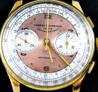 Old 18K 18CT Gold CUERVO Y SOBRINOS Vintage Watch UHREN MONTRE RELOJ