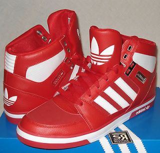 New Adidas Originals Mens HARD COURT HI 2.0 Red White Shoes Retro