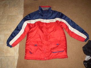 LADIES RED WHITE BLUE LONDON FOG COAT/ JACKET SZ L (14 16) STAINED