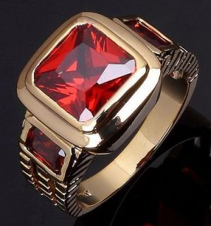 10,11 Jewelry Mans Red Garnet 10KT Yellow Gold Filled Ring Gift