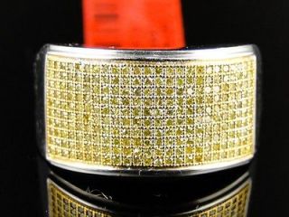 GOLD FINISH ROUND CUT 14MM DIAMOND PAVE WEDDING BAND RING 1.20 CT