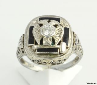 6mm Diamond Scottish Rite Womens RIng   14k White Gold Masonic