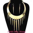HOT Edgy Chic Gold Dangling SPIKES Hammered Metal COLLAR Goth Punk