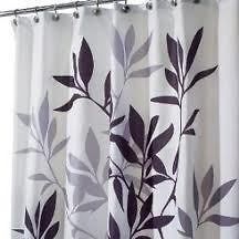 New Long 72 x 84 Leaves Shower Curtain Black Gray White Metal Grommets