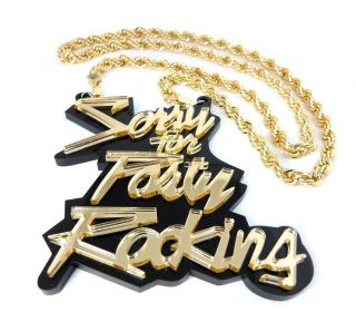 SORRY FOR PARTY ROCKING PENDANT LMFAO 8mm & 36 ROPE CHAIN NECKLACE