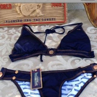 True Religion Bikini Set Top Lightly Padded Halter &bottlms NWT Xsmall
