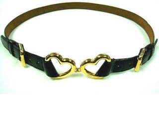 Moschino Classic Double Heart Shaped Buckle Belt 401239 Mint Condition