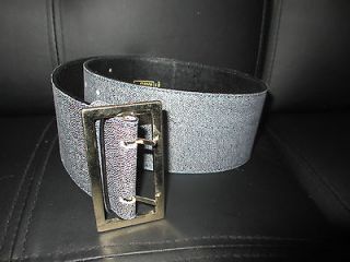 Collection Italian Leather Belt Grey Gold Buckle Wide 65/26 belt $600