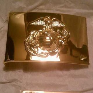 Marine usmc dress blue nco brass plate, belt buckle