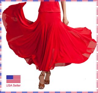 SGS13RD (S XL) New Women Ballroom Smooth Tango Flamenco Dance Skirt
