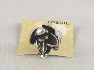 Fossil Brand Silver Madness Posey Flower Stretch Ring
