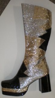 Black Silver Gold Glitter Platform Rock Star KISS Costume Boots