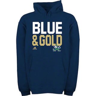 Dame Fighting Irish Youth Navy adidas Blue and Gold Hooded Sweatshirt