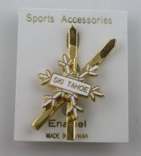 snowflake travel tourist souvenir pin gold tone white enamel on card