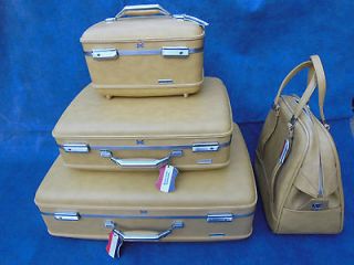 Vintage American Tourister Yellow Gold 4 Piece Luggage Set