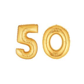 Party Balloon Numbers 50 Gold Megaloon 40” Mylar