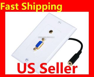 Game Hot Home Speaker VGA / 3.5mm Stereo Audio Wall Plate Gold Plated