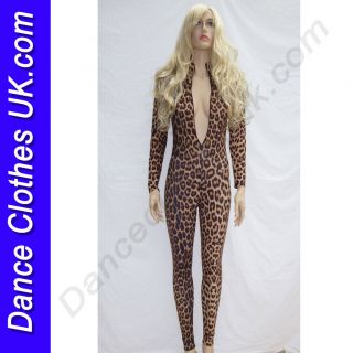 CATSUIT~LEOPARD PRINT~Zip~High Quality 20% Lycra /Spandex~UK MADE~Size
