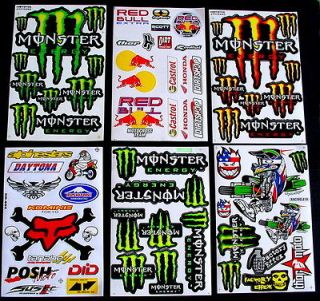 Sheets Stickers Motocross Moped bmx energy drink decals Scooter Bike