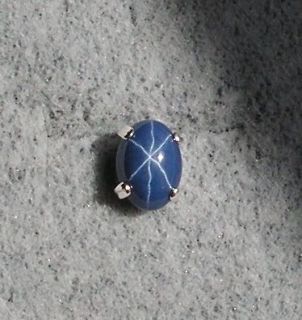 8X6MM LINDE LINDY BLUE STAR SAPPHIRE CREATED TIETACK SS