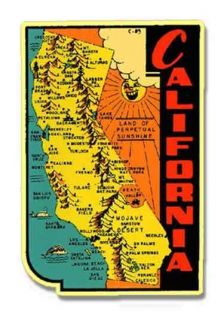 State of California Vintage Style Travel Decal / Vinyl Sticker