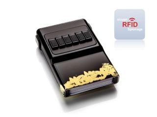 Black Gold airbrushed credit card holder & money clip + leaf gold