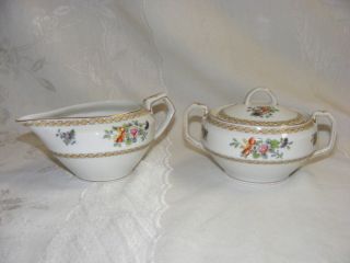 Vintage Nippon China 10th Mark White with Floral Boquet Creamer Sugar